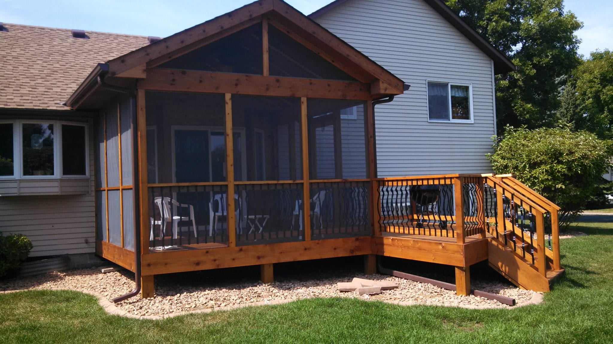 screened front porch.